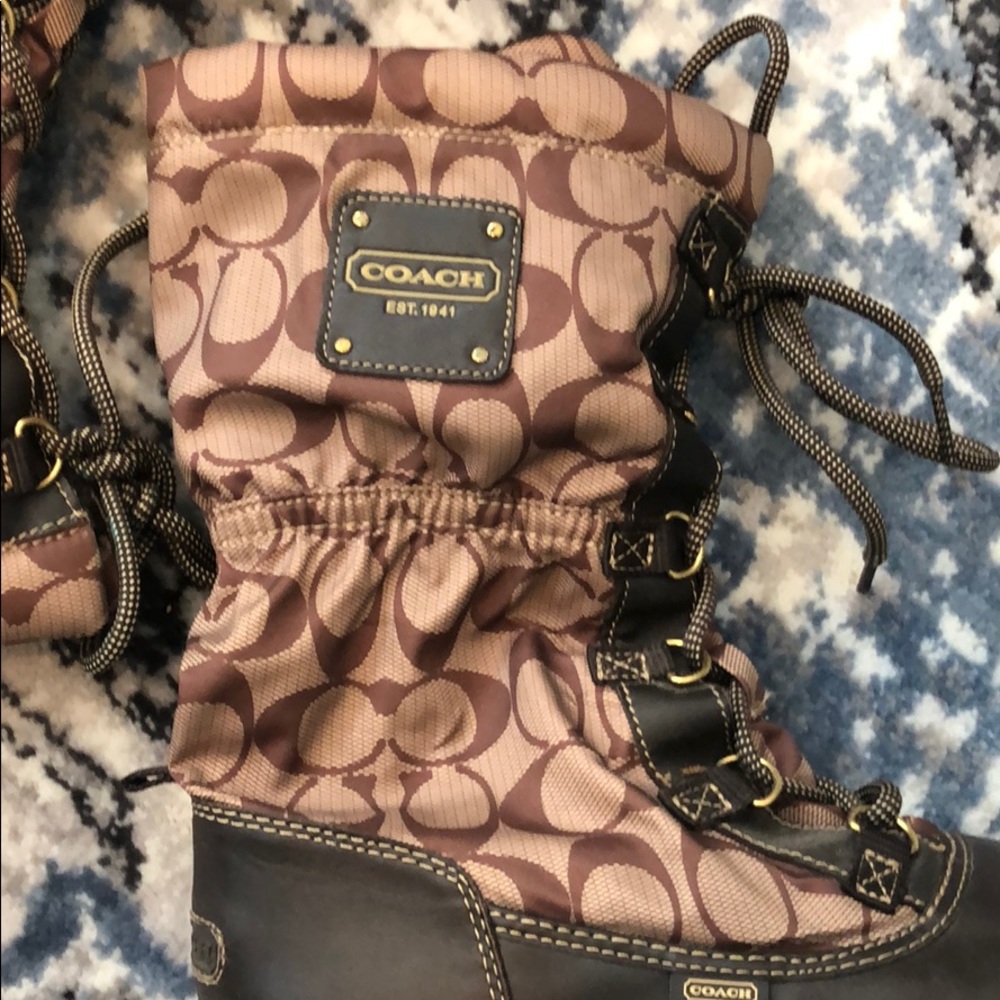 Coach Signature Brown and Khaki Shane Winter Boots - Picture 9 of 10